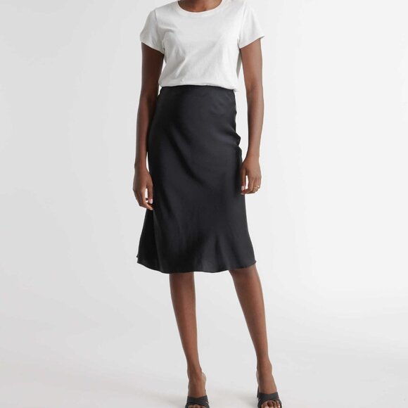 Quince 100% Washable Silk Skirt (Black, Small) - Picture 1 of 10